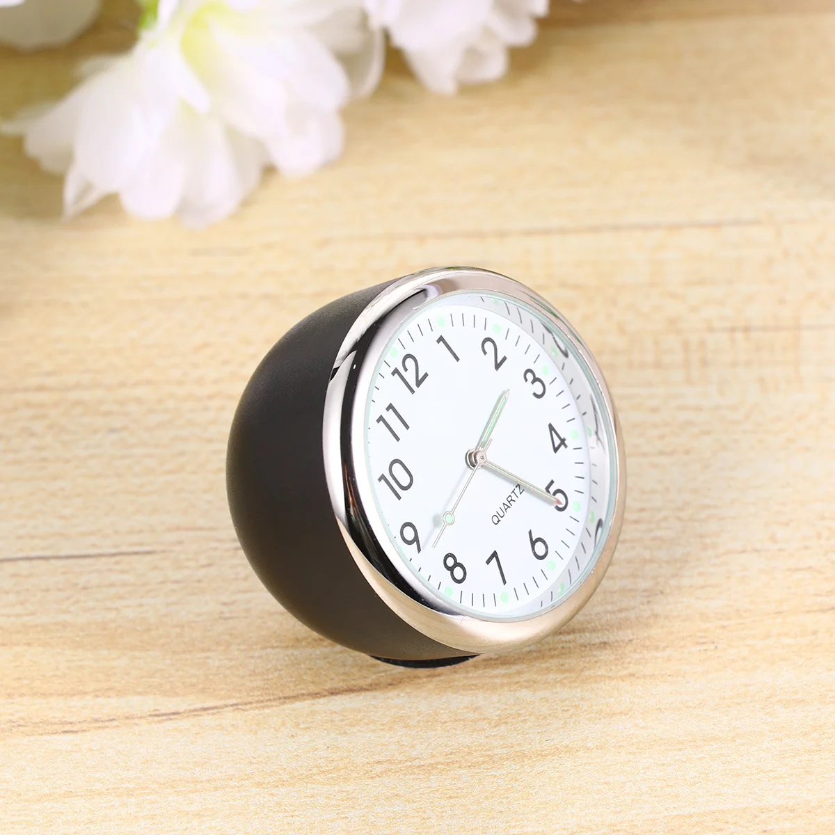 

Quartz Clock for Car Black Case White Dial Durable Fashion Night Light Clear Time Auto Interior Accessories Car Quartz Clock