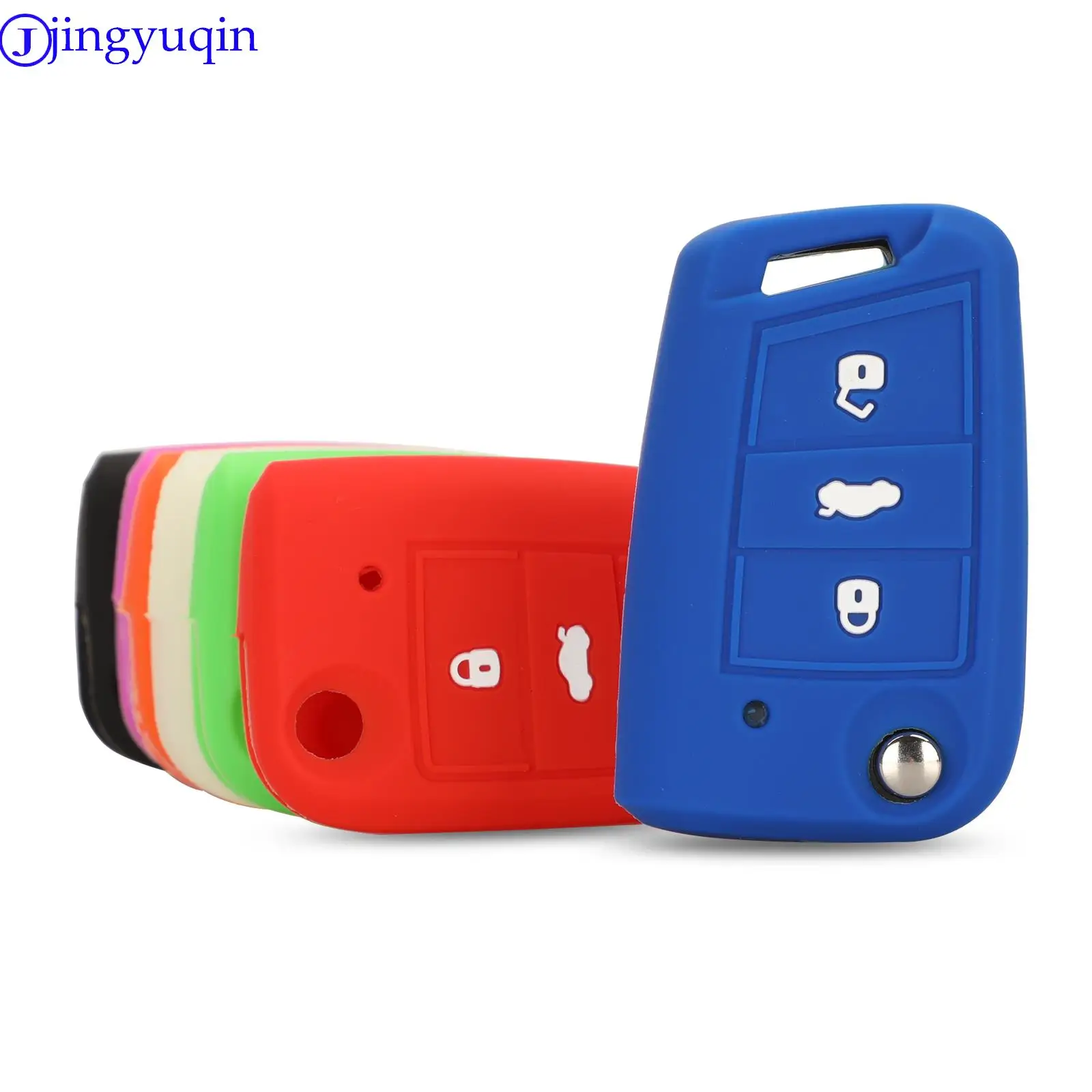 jingyuqin 3 Button Silicone Key Fob Cover Case For VW Polo 2016 Golf 7 MK7 For Skoda Octavia Combi A7 For SEAT Leon Ibiza CUPTRA