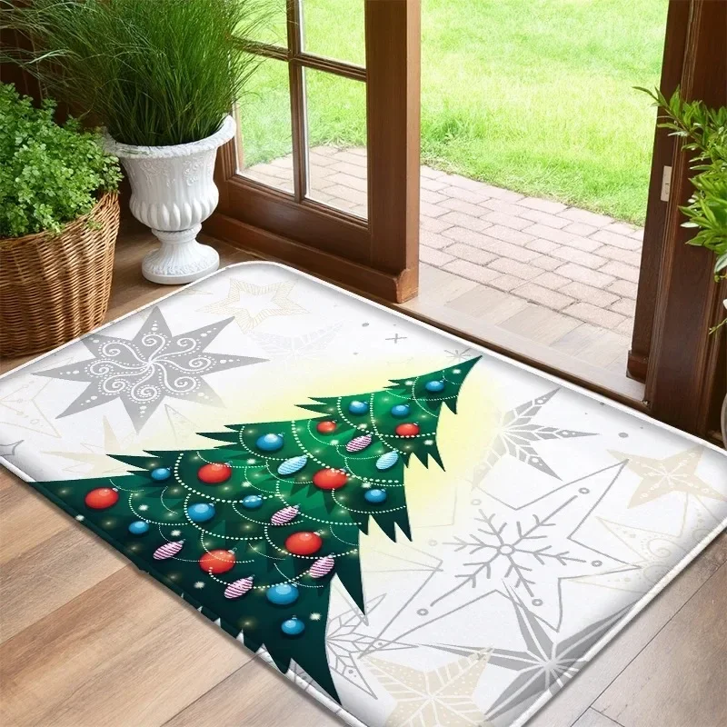 Christmas Lion and Tiger Print Decoration Flannel Door Mat Absorbent Foot Mat Small Floor Mat Machine Washable Carpet Decoration
