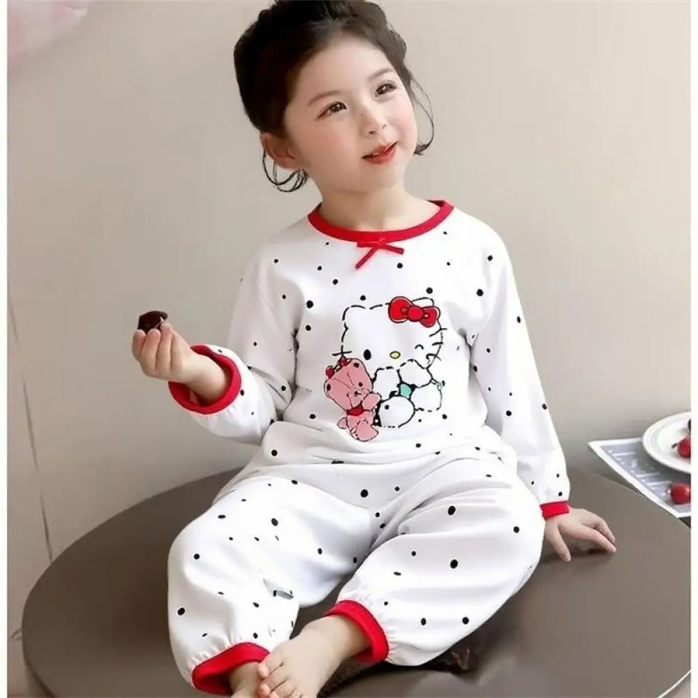 

Sanrio Hello Kitty Girls Fashion Pajama Set New Children's Cartoon Cute Baby Long-Sleeved Casual and Comfortable Home Clothes