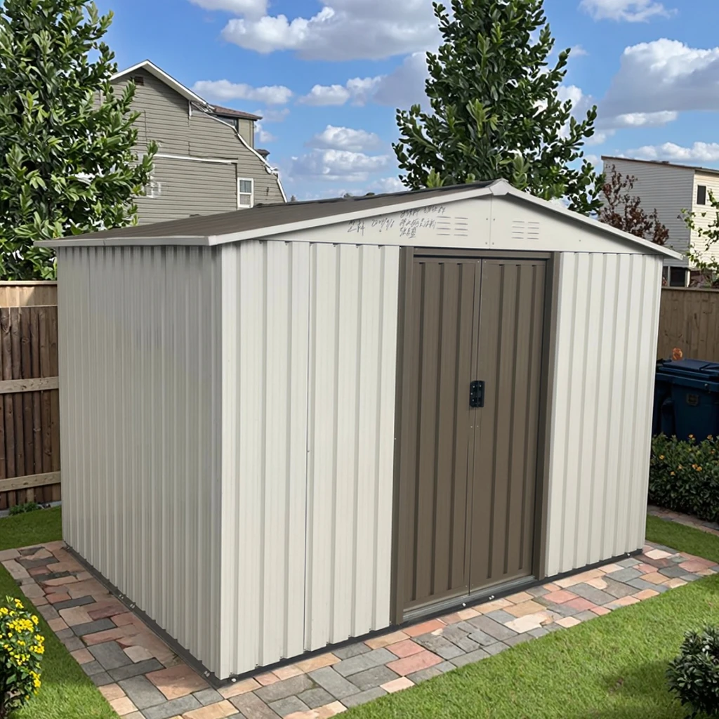 سقيفة حديقة معدنية مع نظام التشغيل Windows حوالي 4.5 متر مربع للتخزين في الهواء الطلق مع باب قابل للقفل لحديقة الفناء الخلفي 8*6FT