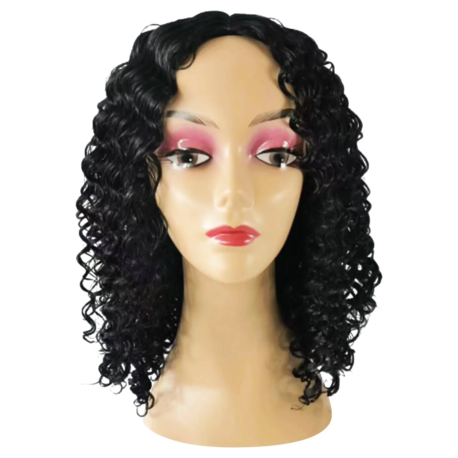 Small Curly Wigs Popular Solid Color Short Curly Synthetic Hair Fashion Parting High Temperature Chemical Fiber Hair Wig