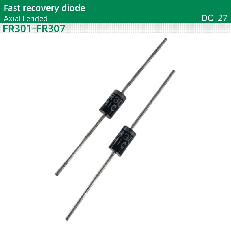 50pcs/lot Fast recovery diode DO-27 FR301 FR302 FR303 FR304 FR305 FR306 FR307 50/100/200/400/600/800/1000 Volts 3.0Ampere