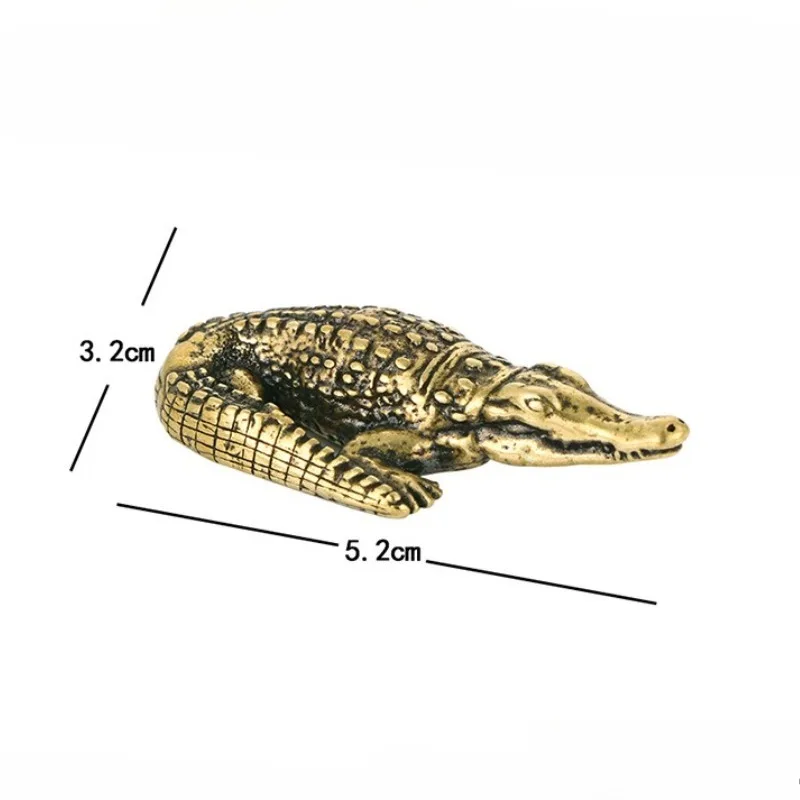 1 PC Vintage Finish Solid Brass Alligator Crocodile Sculpture Tea Pet Desk Ornaments Home Decor Collection Copper Animal Craft