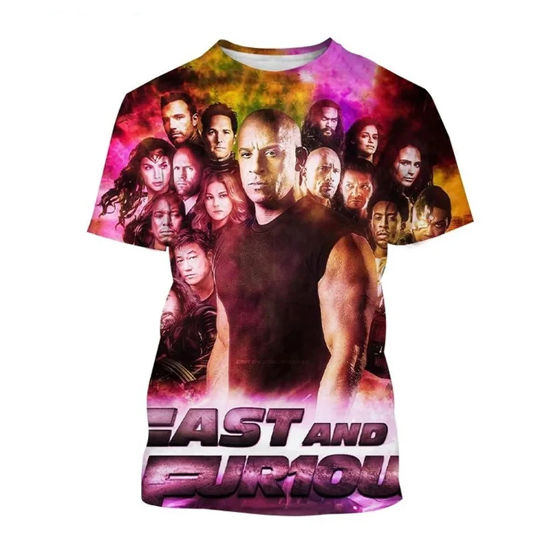 Movie Fast and Furious 3D Print Men's T-Shirts Fashion Hip Hop Short Sleeve Crew Neck T Shirt Summer Unisex Street Plus Size Top