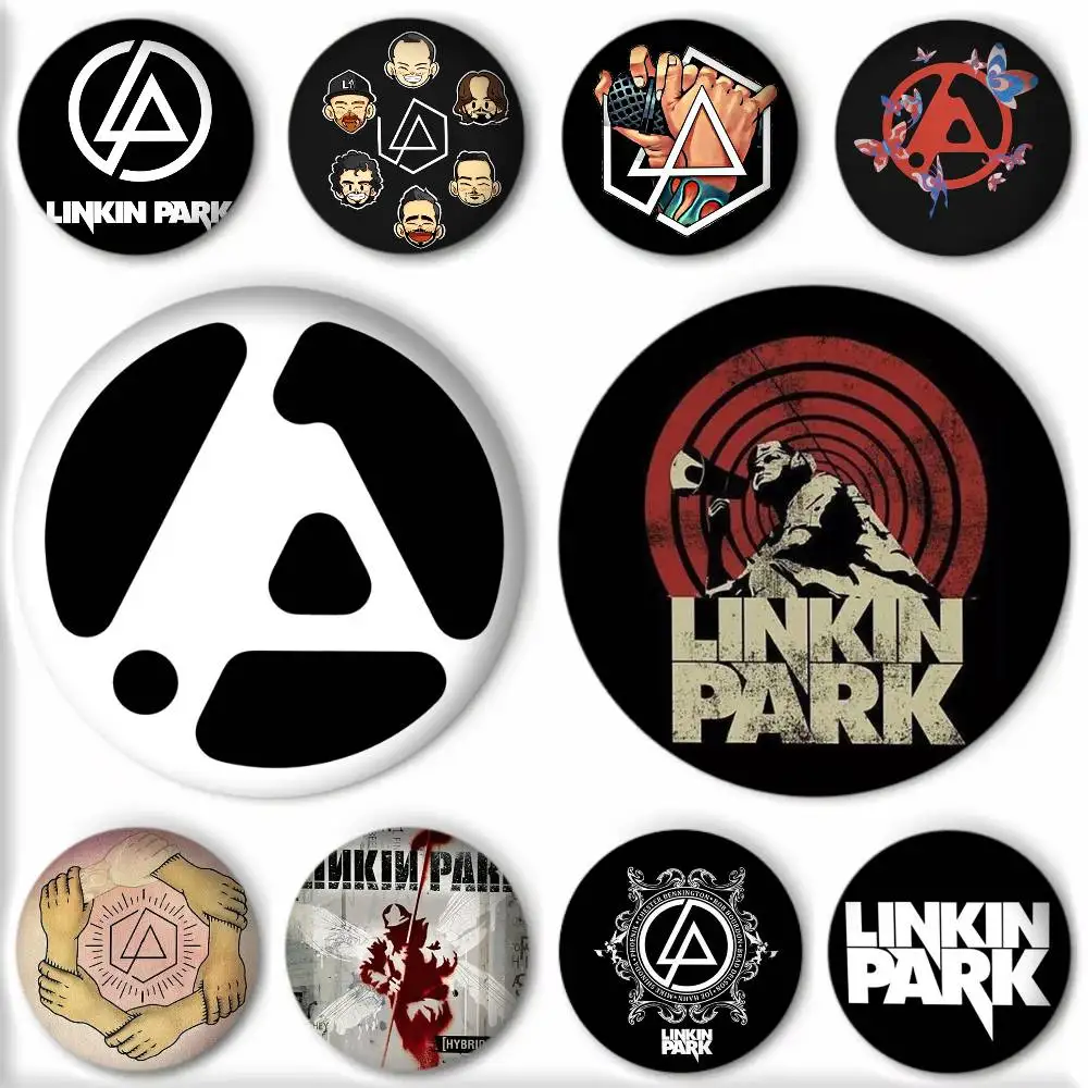 Broches de esmalte redondos estilo caricatura de Linkin Park para decoración de mochilas y accesorios