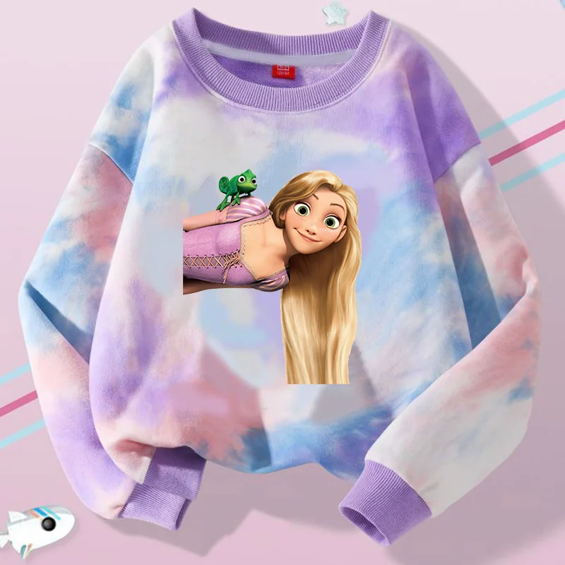 Tangled Rapunzel Princess Children T-shirt Long-sleeved Tops Clothing Kid Shirt Crewneck Girl Clothes Sweatshirt Pullover Blouse