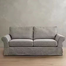 Modern Living Room Furniture Roll Arm Solid Rubberwood Legs Espresso Finish Fabric Sofa