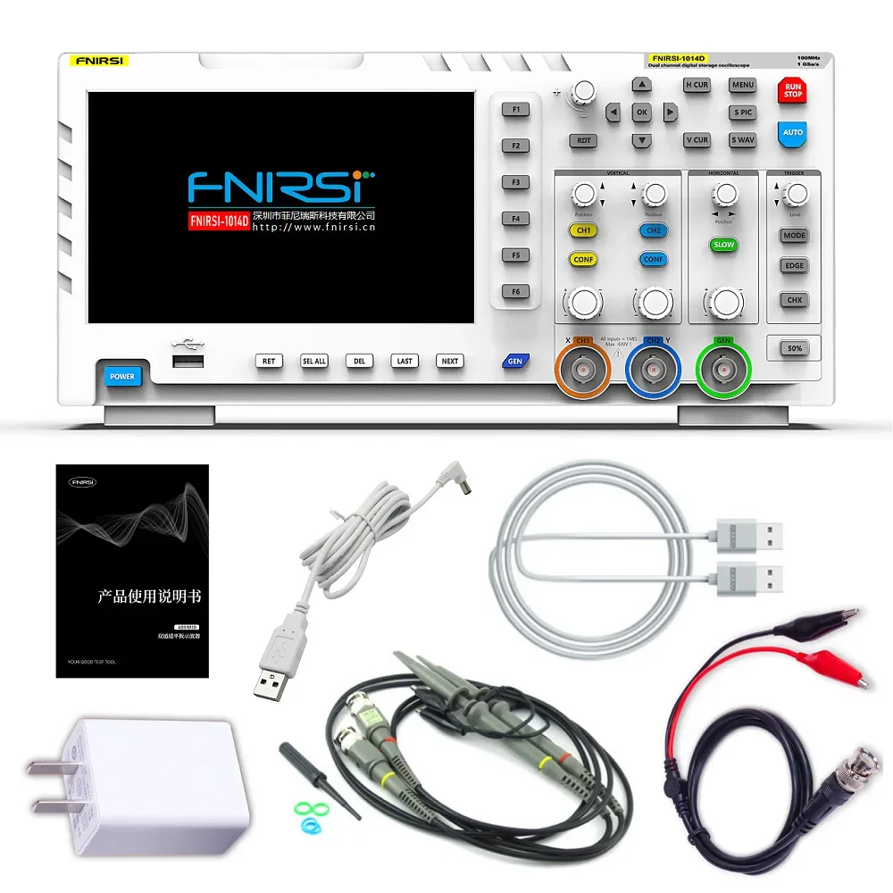 FNIRSI 1014D Cyfrowy oscyloskop pamięci masowej 100 MHz Dwukanałowy oscyloskop Generator sygnału