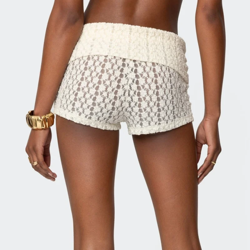 女性用 Y2k 花柄レースショーツ ウエストゴム スリムフィット シアー シースルー セクシーな戦利品ショーツ アンダードレス用