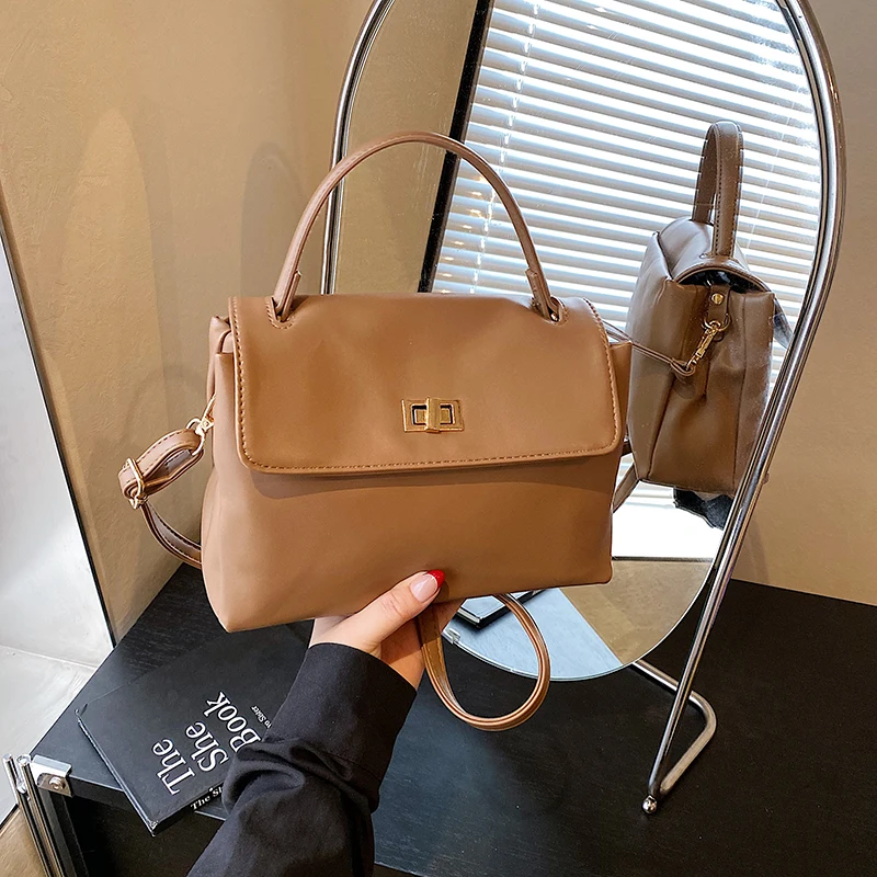 

Новая модная однотонная сумка для женщин, сумка через плечо из искусственной кожи, брендовая дизайнерская сумка через плечо, повседневная женская сумка для покупок