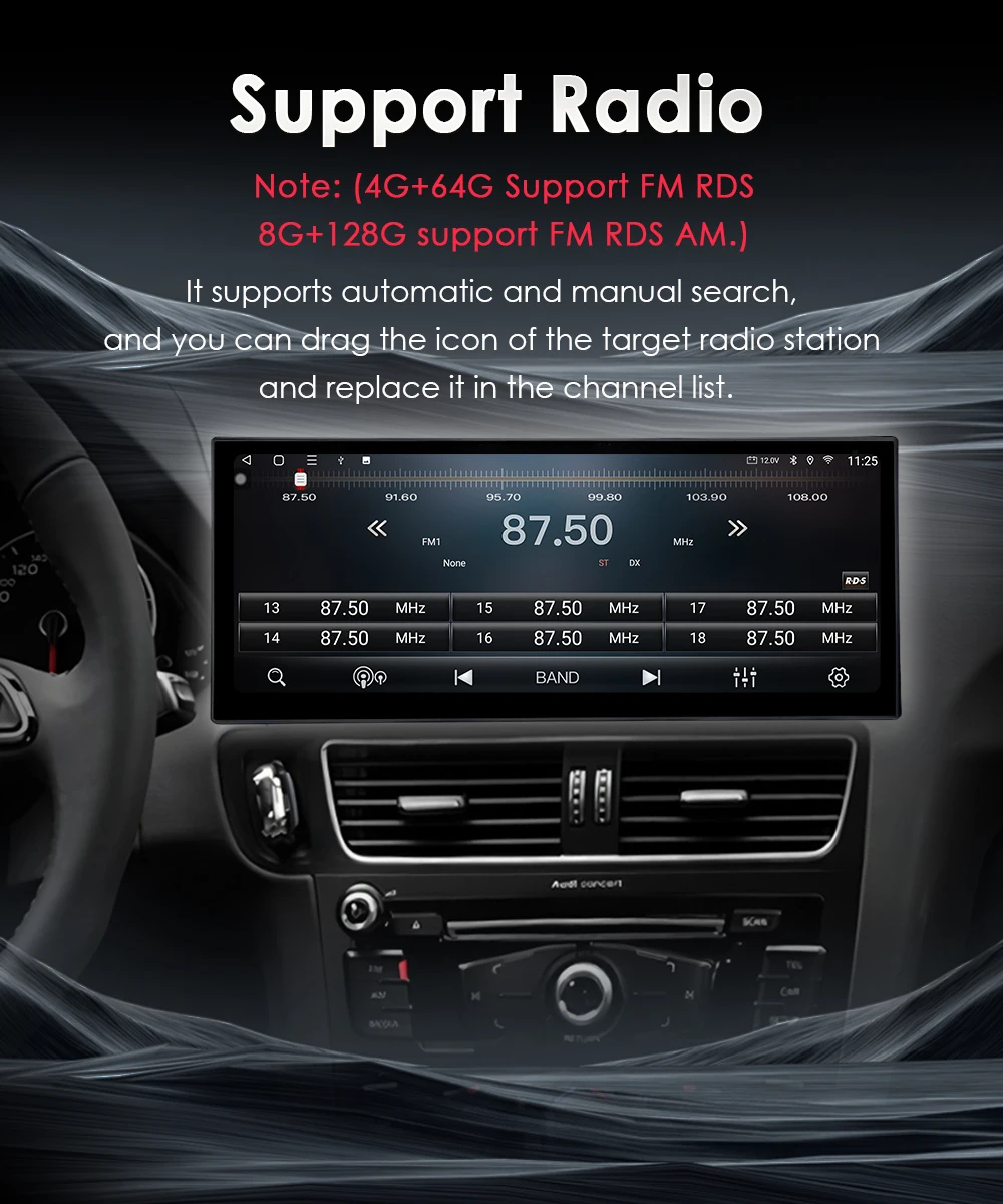 12,3-Zoll Android 16 Autoradio für Audi A6 A6L A7 C7 2012-2018, Multimedia CarPlay 4G WIFI DSP Stereo GPS-Navigation QLED Touchscreen – Detail 14