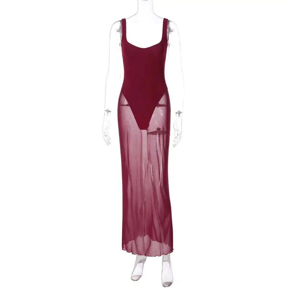 

New Women's Fashion Style Slim Fit Long Patchwork Sexy Mesh Skirt Edge Suspender Dress Mini 2025 Summer Dress Robe Vestido Women