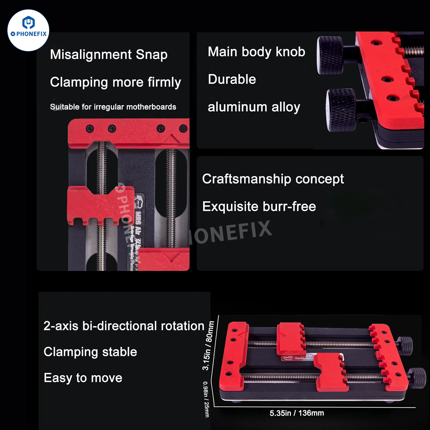 MECHANIK MR6AIR uniwersalny dwuosiowy uchwyt PCB oprawa narzędzie do mocowania płyty głównej telefonu dla IPhone Samsung IC Chip naprawa lutowania — zdjęcie 3