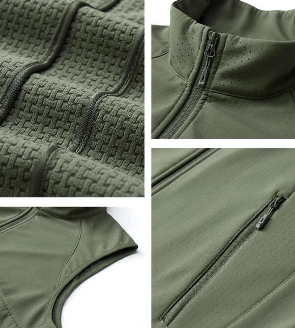 Outdoor Photography Fishing Windproof Waistcoat Stand Collar Multi-Pocket Zipper Vest Men Winter New Fleece Warm Thick Vest