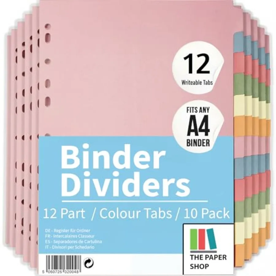 

0 Pack] Binder Dividers with Tabs A4 2 Part Dividers for Ring Binder Perfect for Organizing Pages in Ring Binder Dividers with