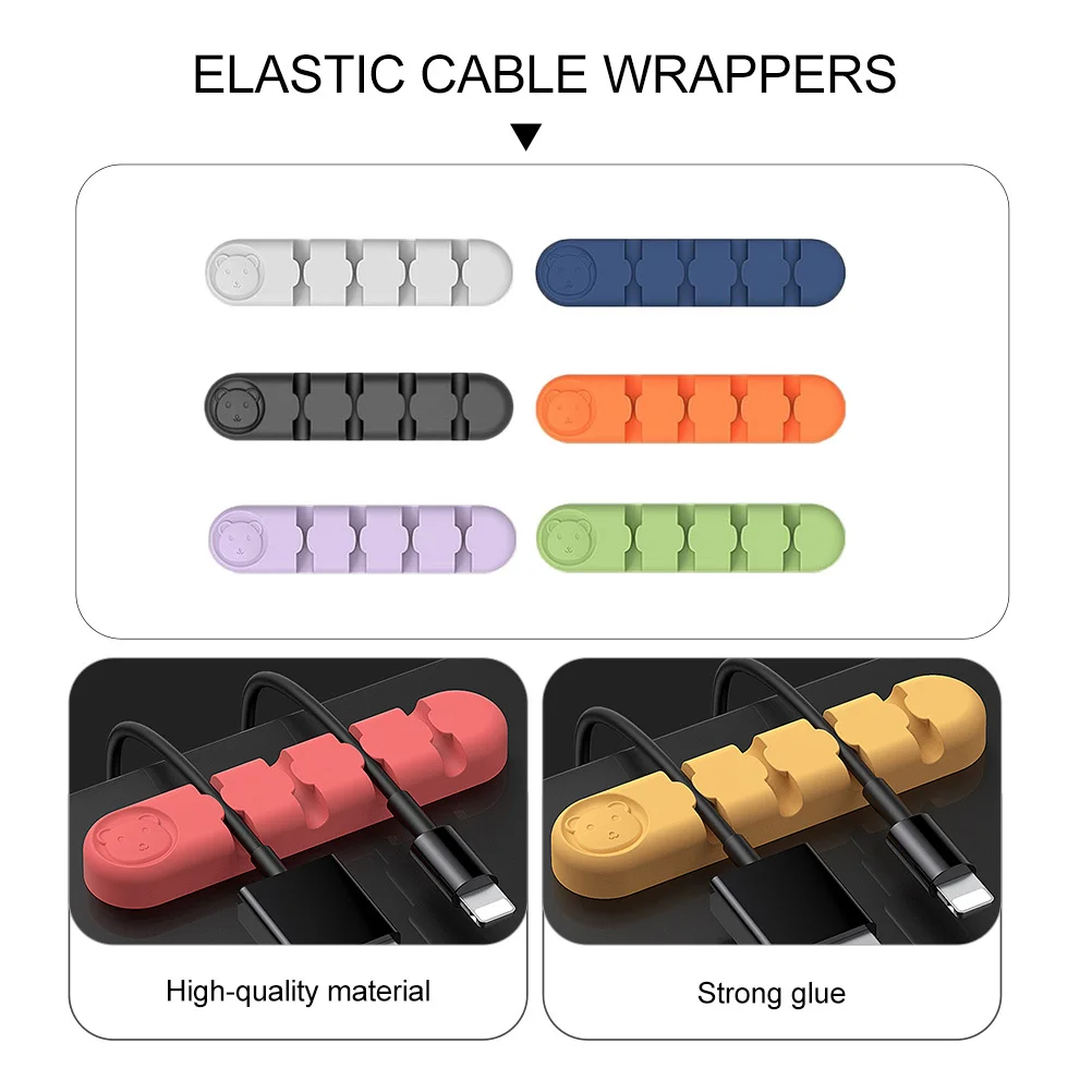 6Pcs Wire Fixing Clips Elastic Cable Wrappers for 5mm Data Wire Desktop Organizers Practical Cable Holders Household Use