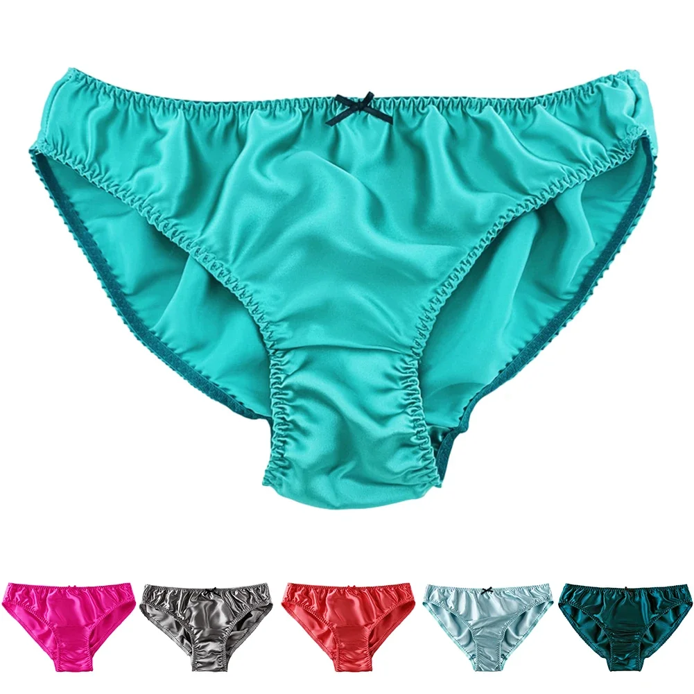 

Briefs Underwear Women Breathable Briefs Casual Mid-waist Silk Simple Small Bow Solid Color Underpants Holiday