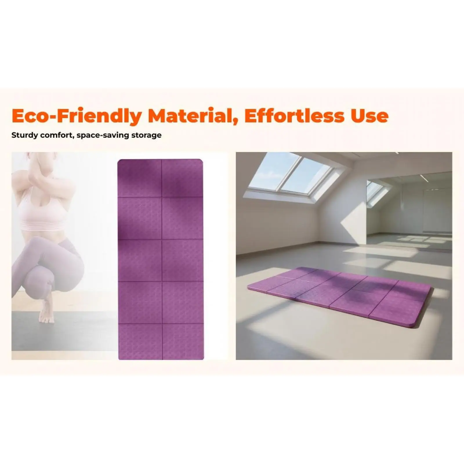Thick Foldable Fitness Mat TPE Yoga Pad with Anti Slip Texture for Home Exercise Training Use