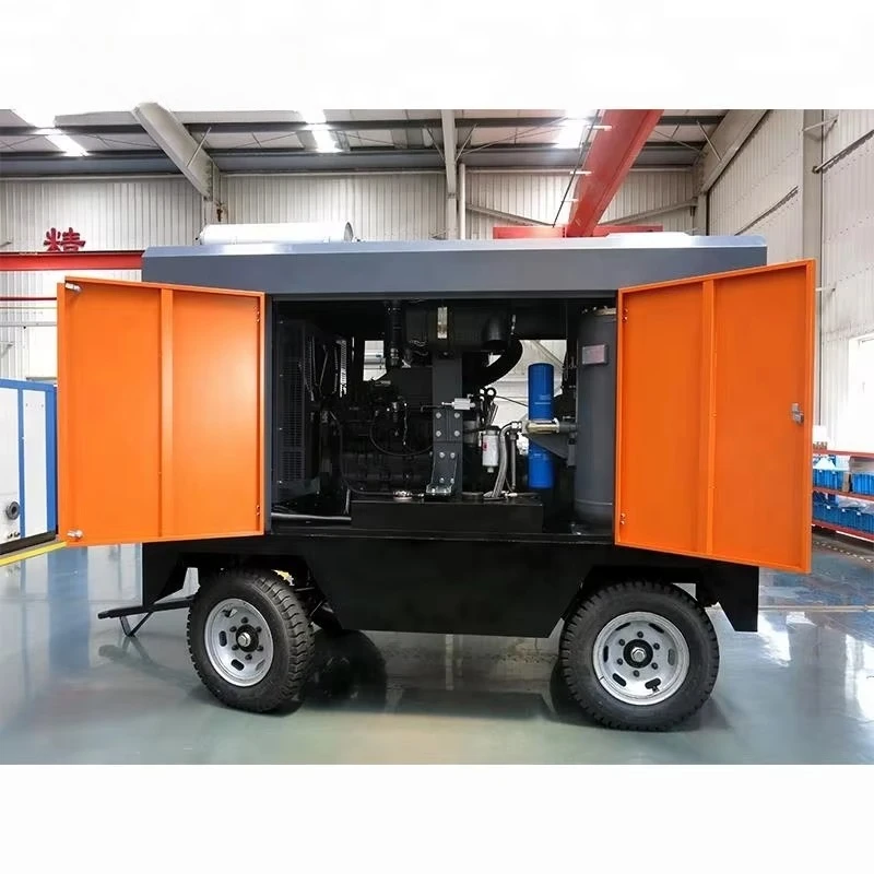 Portable Mobile Compressor Diesel Engine Driven Screw Air Compressor For Blasting Mining