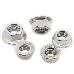 DIN6923 304 Stainless Steel Hexagon Hex Head Serrated Spinlock Flange Lock Nut M3 M4 M5 M6 M8 M10 M12