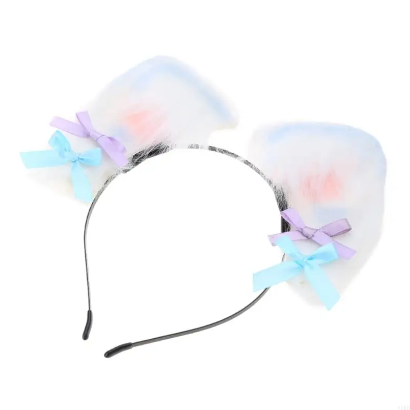 N5KB Wolf Ears Kitten Handmade Animal Cartoon Kitten Headband Peler Hoop para mascaradas