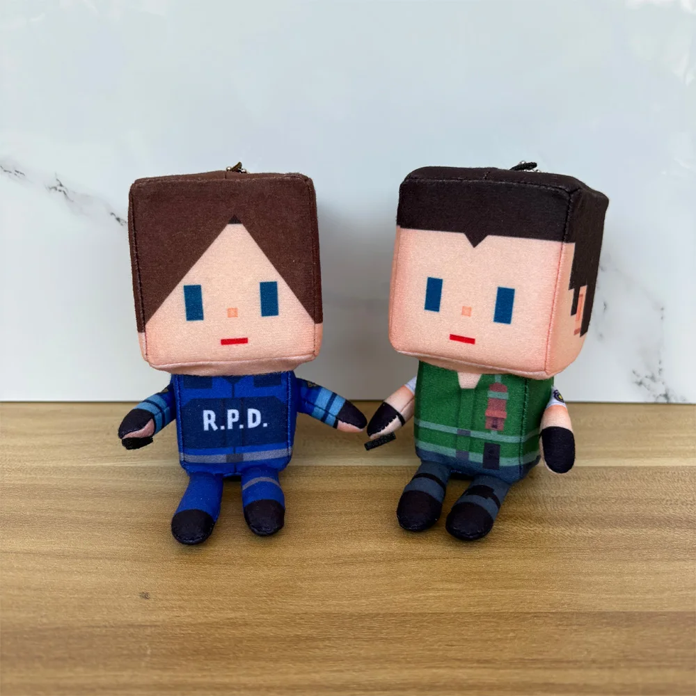 

Funny Square Style 10cm Resident Anime Game Evil 9 Chris Redfield Scott Kennedy Leon Plush Toy Bag Pendant Keychain Plushie Doll