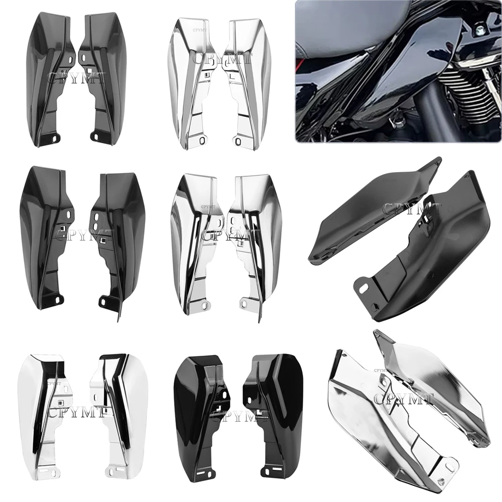 

Chrome/Black Motorcycle Mid-Frame Air Deflector Heat Shield Fit For Harley Touring Street Glide Road King 09-2016 2017-2013Later