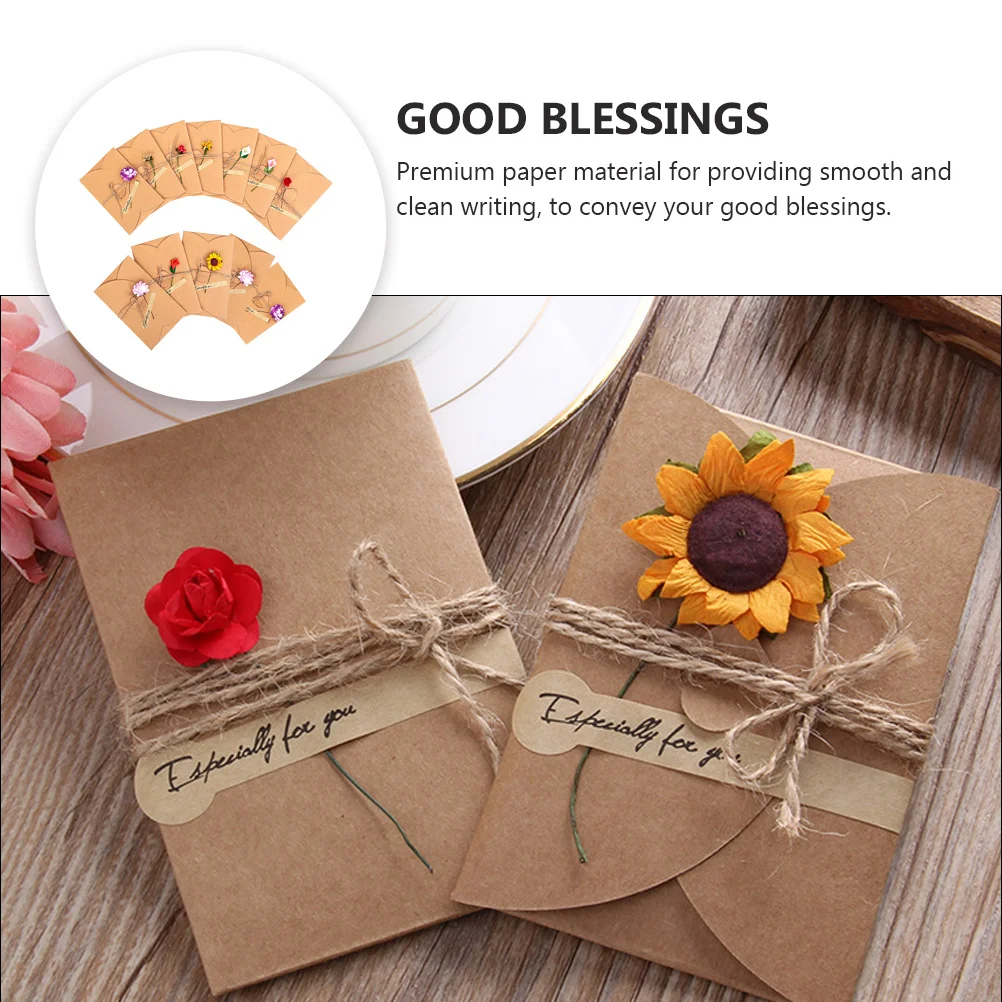 12 Pcs Vintage Greeting Cards Set With Envelopes Handmade Flower Greeting Cards Premium Paper Romantic Design Business Cards