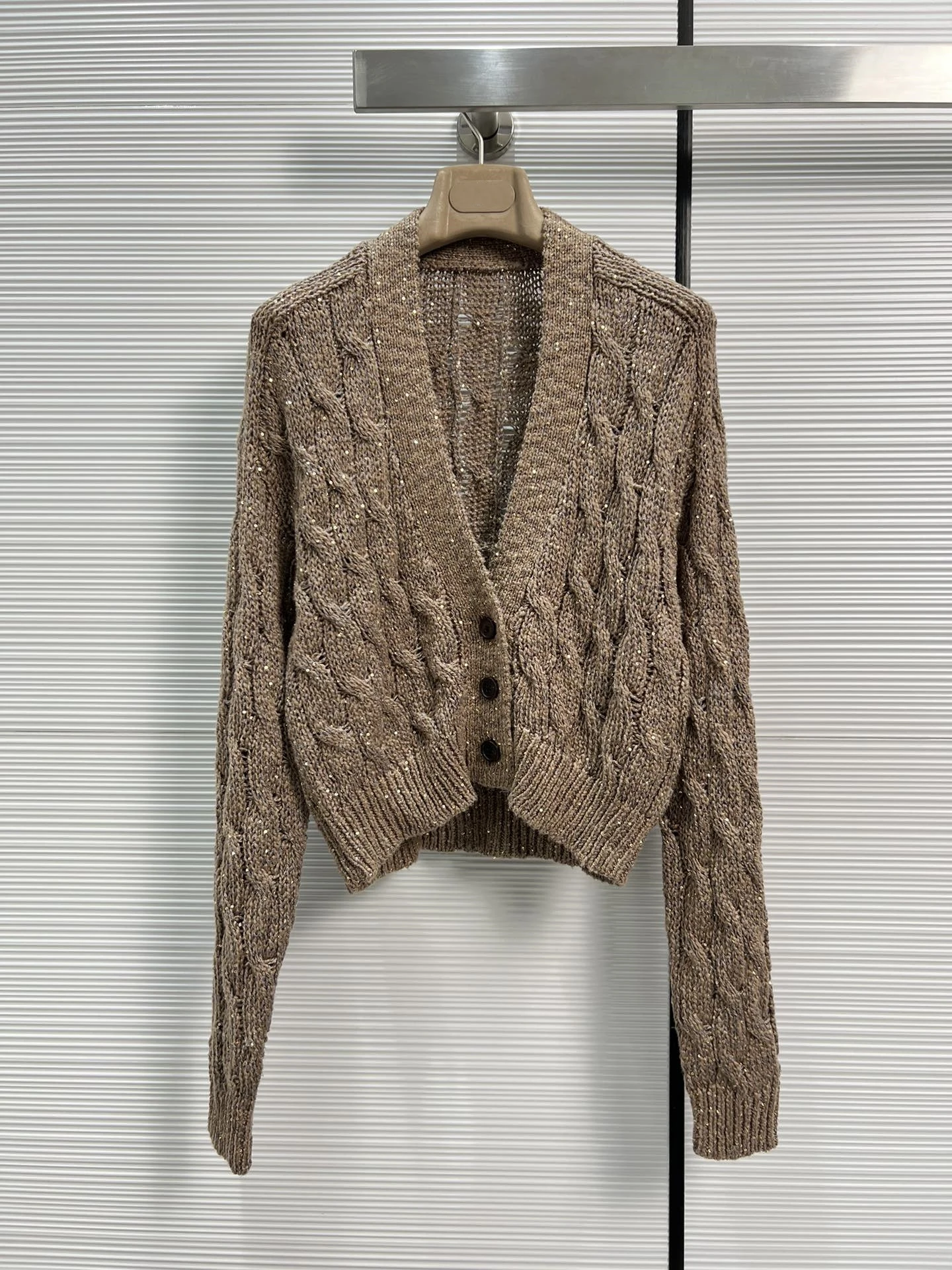 Women 2023 Old Money Style Knitted Cotton And Hemp Sequins Heavy Industry Luxury Senior Casual Elegant High Custom Cardigan