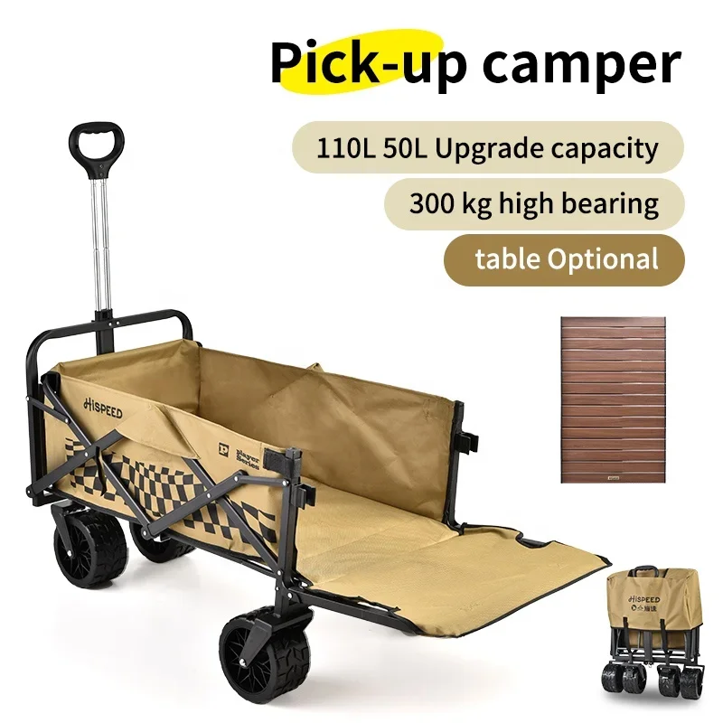 Collapsible Cart Big Wheel Beach Folding Wagon Camping Beach 160L Folding Beach Utility Cart Trolley Wagon Cart