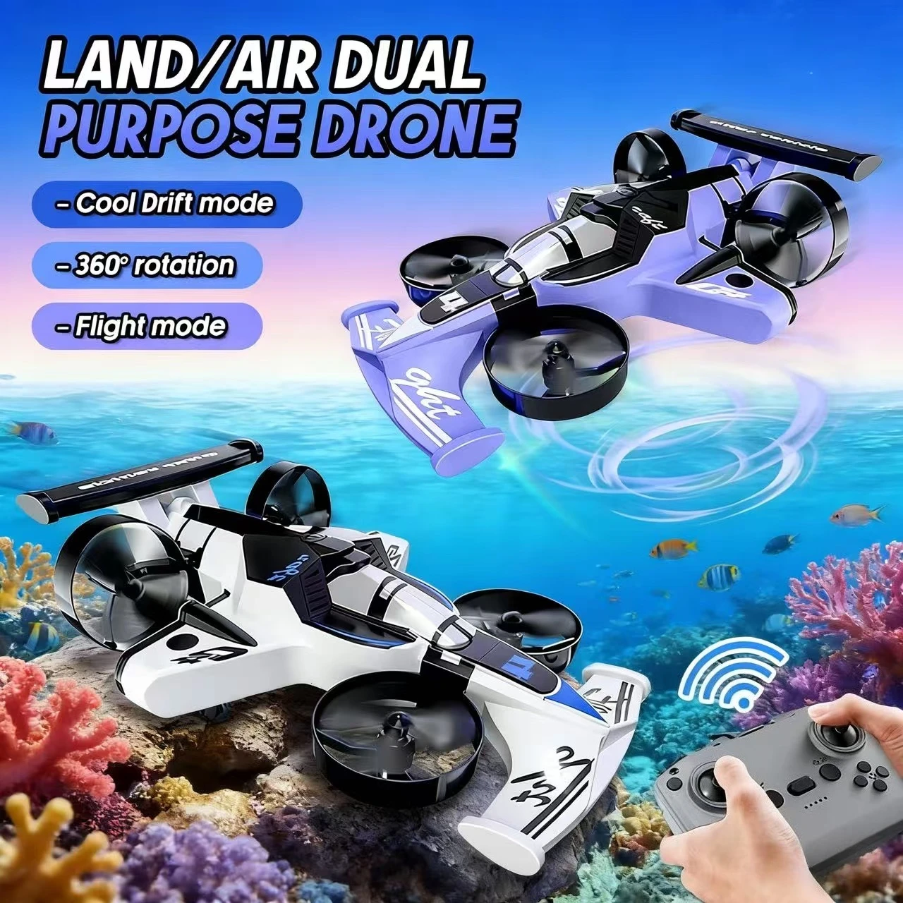 

Mini Quadcopter RC Car 2.4G Dual Mode Land Air Flying Drone Racing Toy Gift for Kids Adults