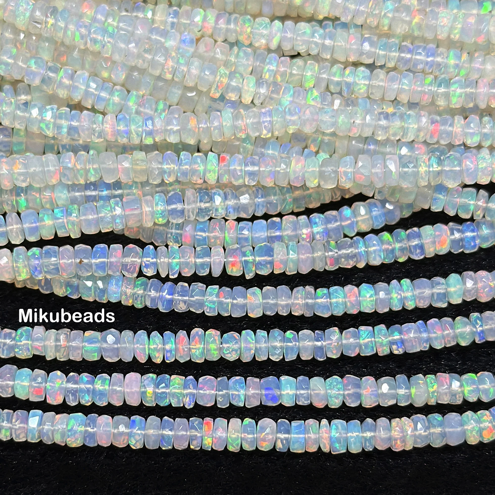 Venta al por mayor de cuentas sueltas planas Rondelle facetadas de ópalo Natural 5A de 4-6mm para hacer joyería, pulsera, collar, regalo DIY