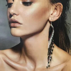 Bohemian Style Ultra Long Tassel Earrings, Love Earrings, Colored Bead Earrings As A Gift For Women