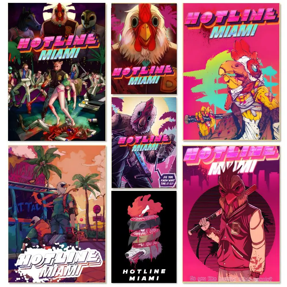 Video Game H-Hotline Miami Poster HD Waterproof Aesthetic Wall For Home Decor Trendy Durable Easy To Apply Art
