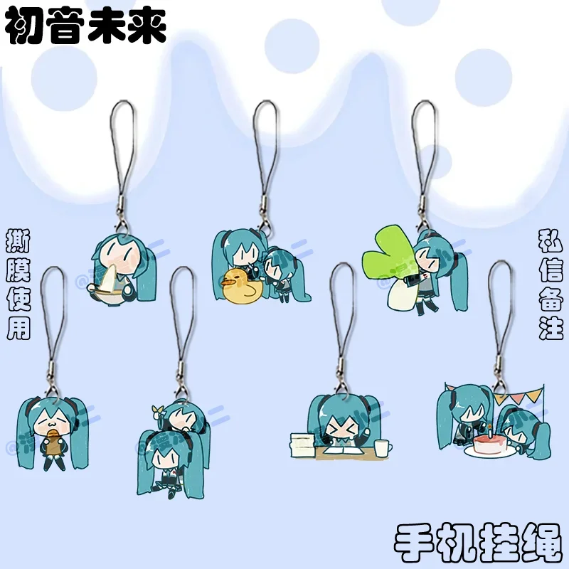 

Anime Hatsune Miku Keychain Women Acrylic Mobile Phone Lanyard Bags Keyring Car Pendant Collection Ornament Kids Friends Gift