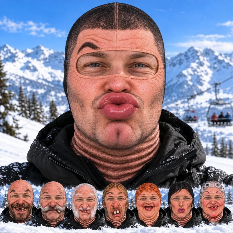 Winter 3D Face Printed Old Man Balaclava Full Coverage Breathable Eye Hole Face Mask White Mustache Elastic Ski Mask Hood 2027
