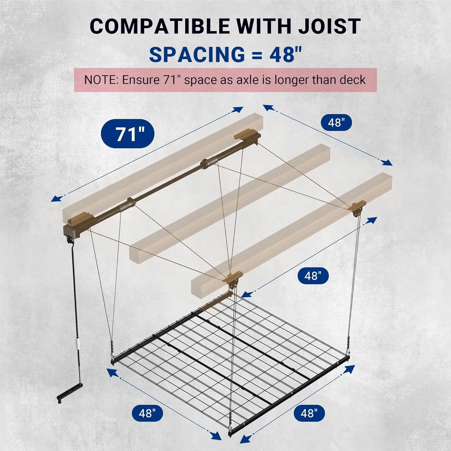 Garage Lifting Metal Rack, 4x4 Ft Overhead Garage Storage Racks, Adjustable Heavy-Duty Ceiling Organization System,