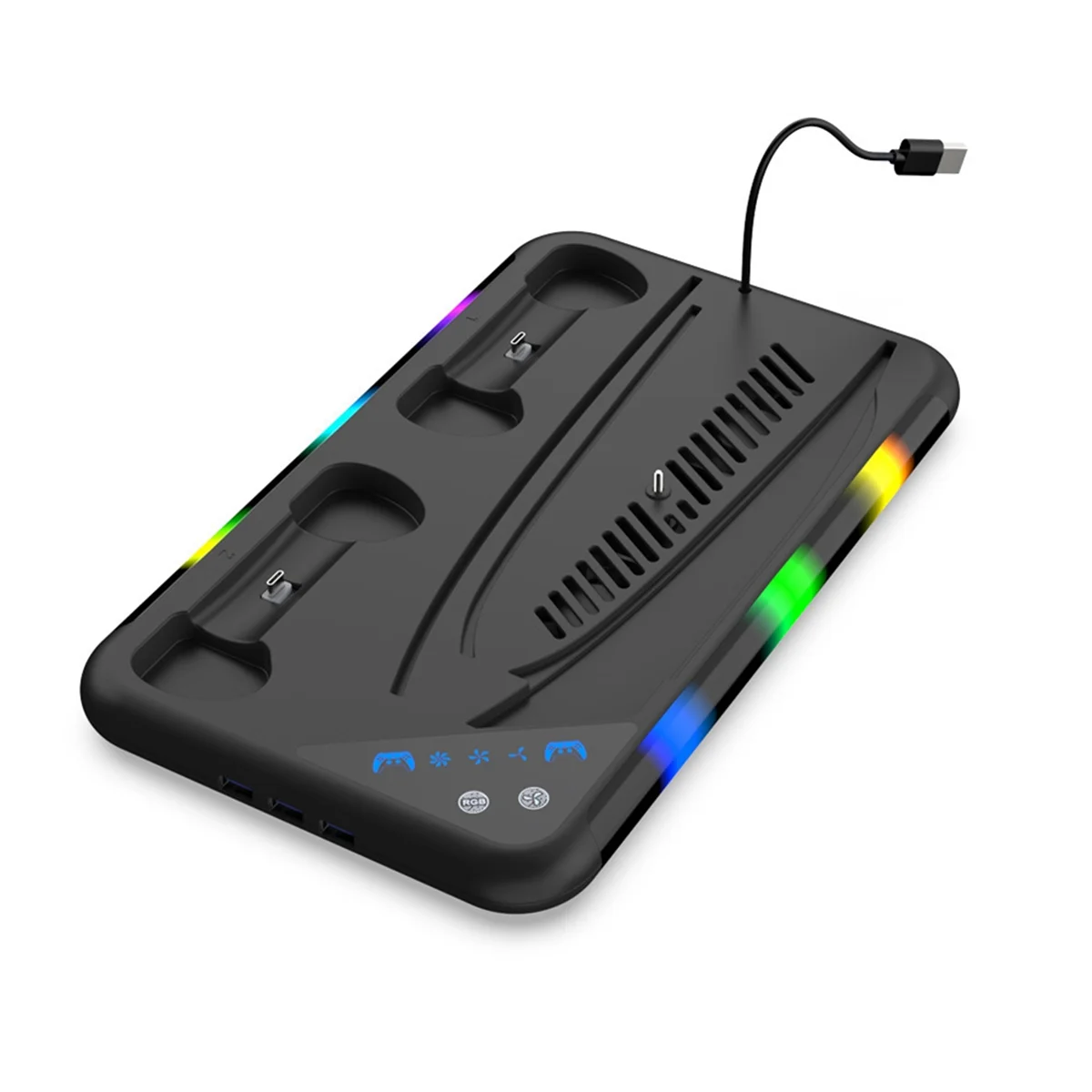 

Hot! For P5 Cooling Station Slim with RGB Light Cooling Fan Dual Controllers Charger for Playstation 5 Game PS5 Accessories B