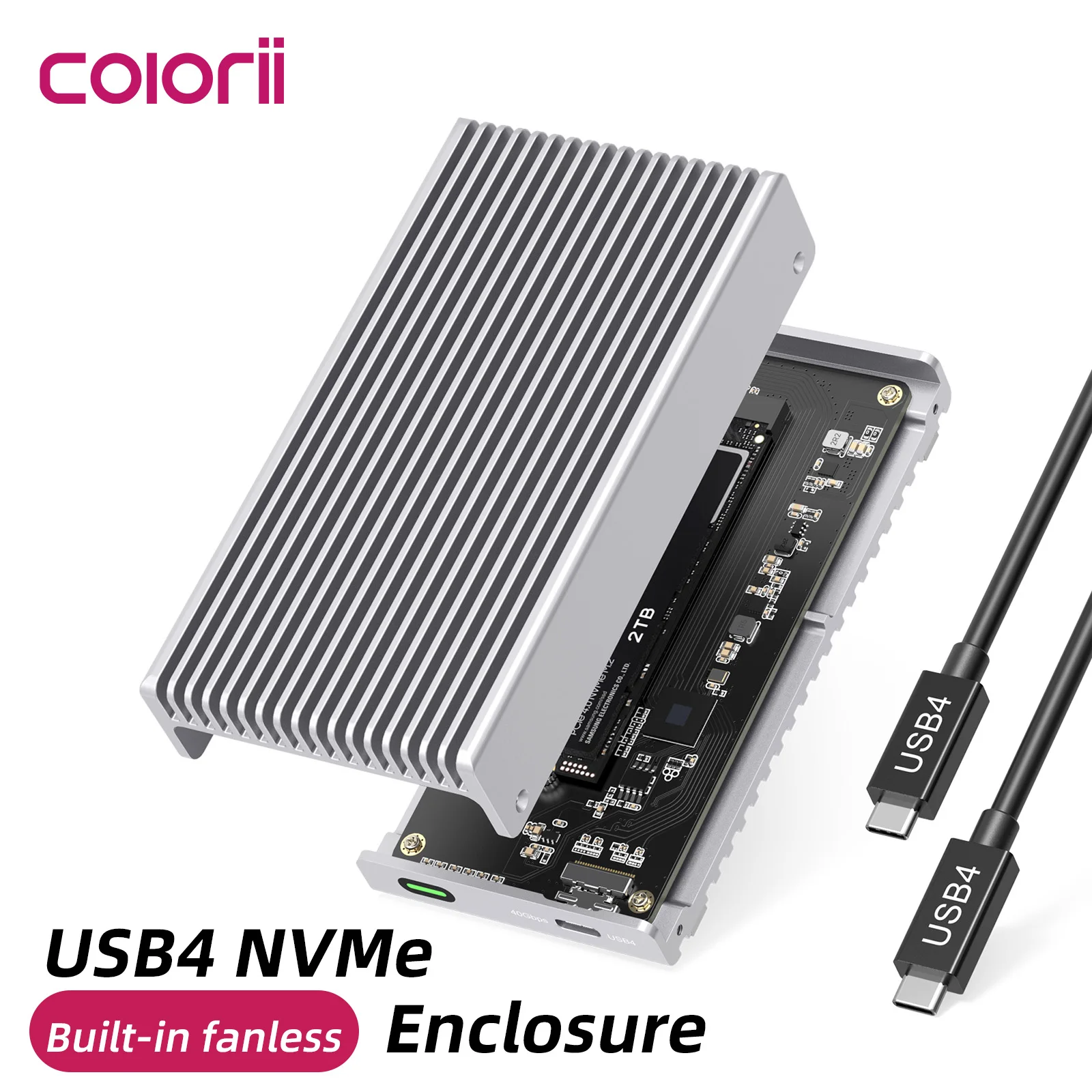 

Внешний SSD-корпус USB4 Thunderbolt без вентилятора, 40 Гбит/с, с алюминиевым радиатором Chasiss, поддерживает твердотельный накопитель M.2 NVMe до 8 ТБ