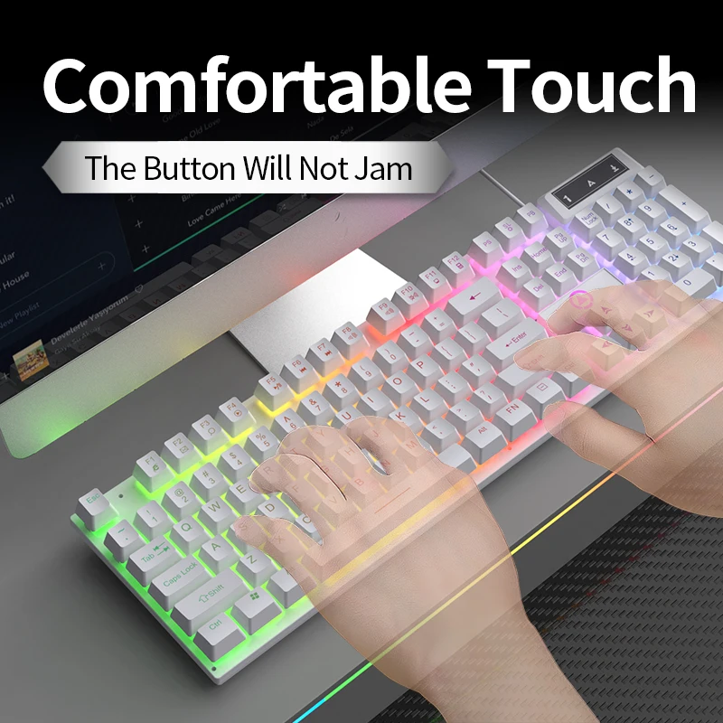 Lenovo K500 Gaming Wired Keyboard Color Blocking Luminous Mechanical Feel Ergonomic Buttons Laptop Desktop Computer Accessories