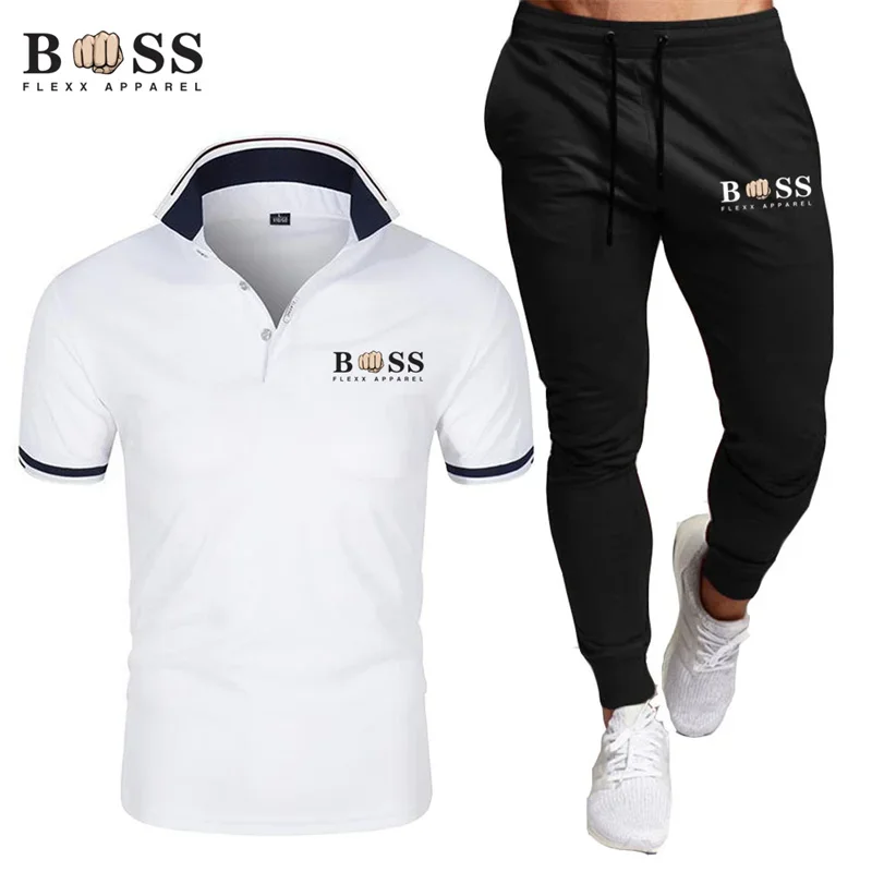 Conjunto deportivo de dos piezas para hombre, POLO y pantalones de marca para correr y Fitness, verano, 2024