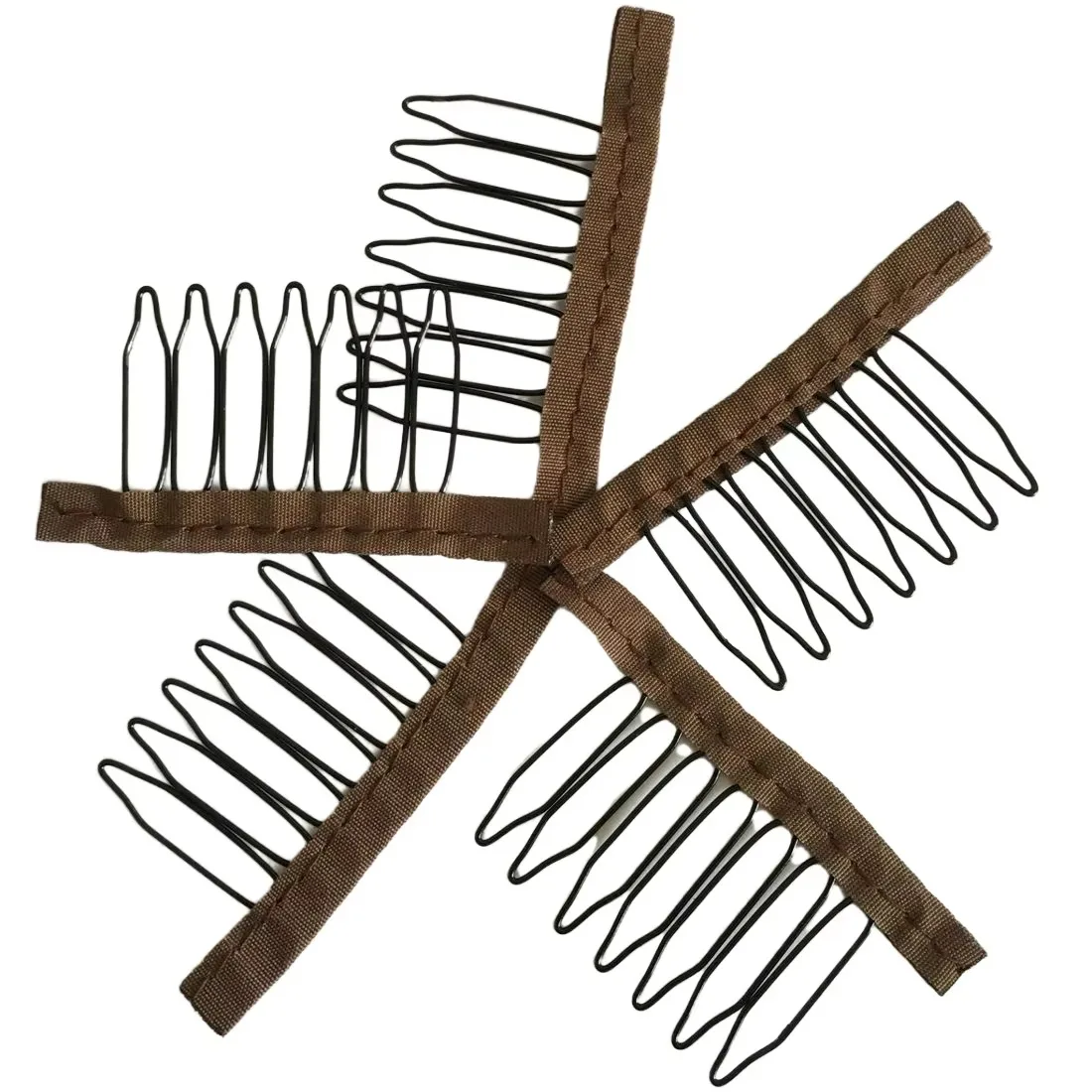 40 Stück 7-Zahn Schwarze Perücken-Kammclips für Vollspitzenperücken, Perückenzubehör, Stoffperückenclips in Schwarz, Dunkelbraun, Mittelbraun – Detail 1
