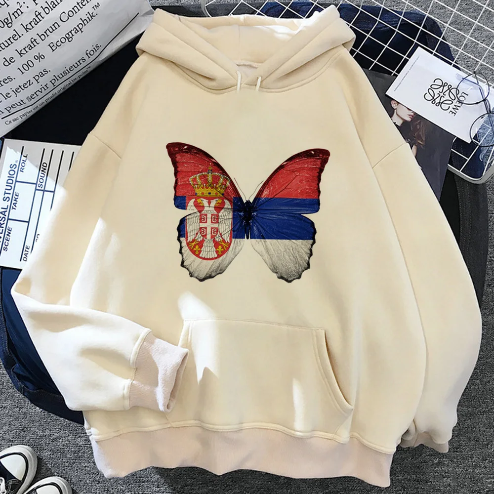 

Serbien hoodies women harajuku aesthetic graphic Korean style hoddies tracksuit female vintage pulls