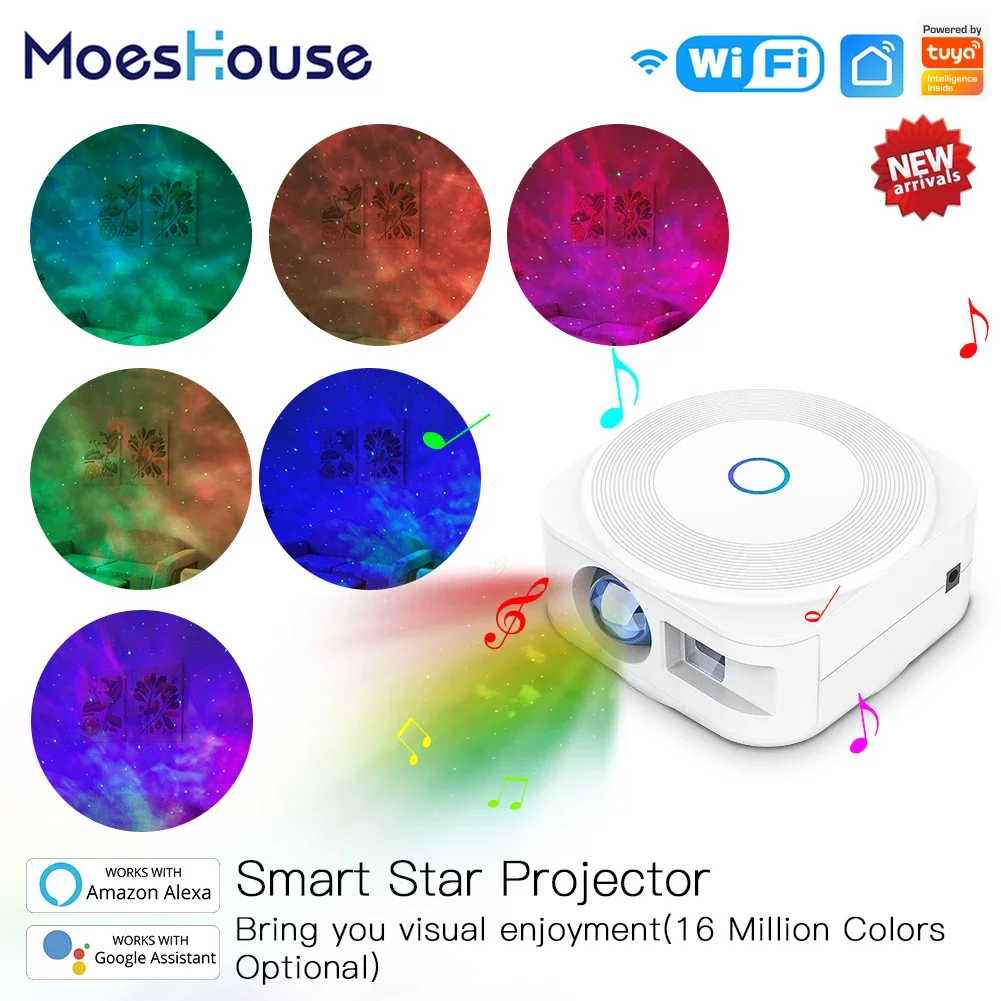 Smart Stern Projektor Galaxy Cloud/Moving Ozean Welle Star Sky WiFi Nachtlicht Projektor Alexa Google Home Tuya Smart kompatibel