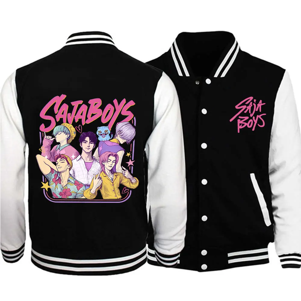 

KPop Demon Hunters Saja, бейсбольная форма для мальчиков, куртка для мальчиков и девочек Harajuku Y2k, новинка 2025, модные бейсбольные куртки унисекс