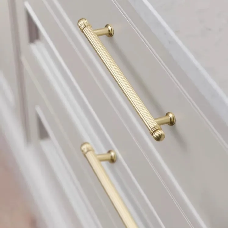 Furniture Handle French Cabinet Door Handles Light Luxury Gold Black  Vertical Grain Drawer Pulls Cabine - AliExpress 13