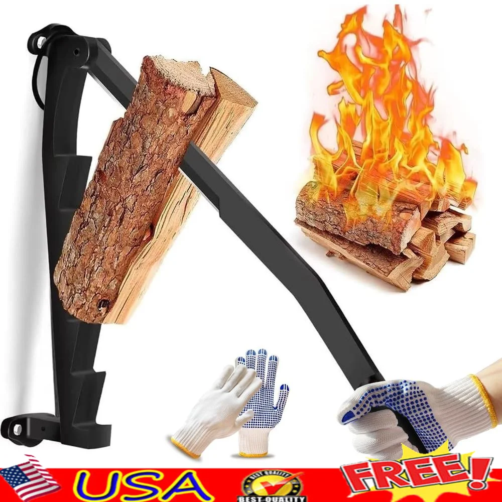 Portable Wall Mounted Kindling Splitter Carbon Steel Firewood Cutter 22.50x16.14x5.12 Inch Efficient Splitting Tool