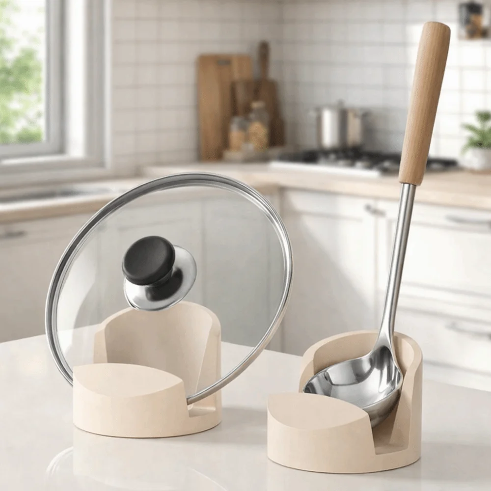 

2 Pieces Durable Silicone Pot Lid Rack Circular Non-slip Spoon Rack Thickened Cutting Board Storage Rack Home