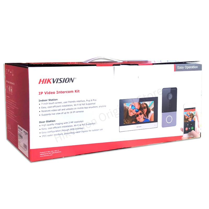 Hikvision Original 1080P Video Intercom Kit Smart Home Two-way Talk Doorbell Camera DS-KIS603-P(C) With DC Power Rain cover Card